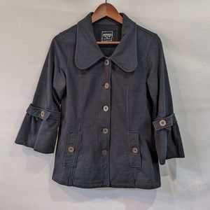 MiFresia 100% Cotton Button Front Sweater Jacket with Tulip Sleeves Size M